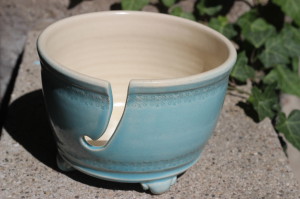 This is another blue Coyote glaze that I really like, it is delicate and fills the lines of decoration with a hint of darker blue... it breaks across the different textures and natural waves in the clay to create a subtle variation of blue.