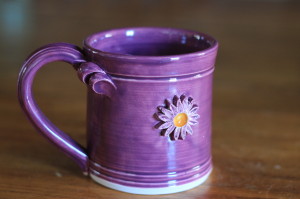 Vibrant Purple Wash Mug With Purple Flowers