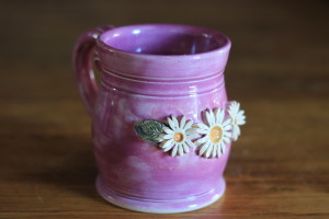 Pansy Purple Wash Glaze with Yellow Flowers Small Mug