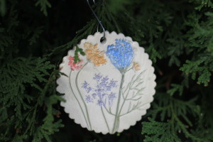 Round Multi Colored Queen Anne's Lace Christmas Ornament