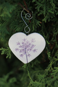 Heart Shaped Purple Queen Anne's Lace Ornament